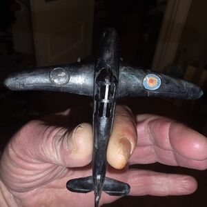 Palitoy WWII Spitfire Fighter Plane Black Plastic 1940s Made In England Rare!